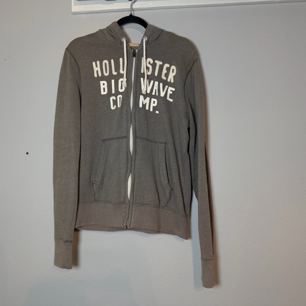Vintage Y2K Hollister Full Zip Hoodie Sweatshirt Men's Size Medium Flaw Preppy